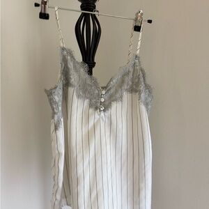 Abercrombie & Fitch White and Gray Lace Camisole